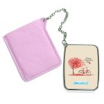 مرآة جيب جلد مستطيلة بتصميم عيد حب سعيد