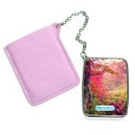 مرآة جيب جلد مستطيلة بتصميم غابه ورود