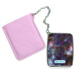 مرآة جيب جلد مستطيلة بتصميم فضاء بنفسجي