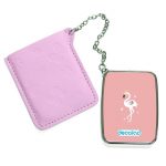 مرآة جيب جلد مستطيلة بتصميم فلامنجو بتاج