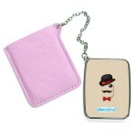 مرآة جيب جلد مستطيلة بتصميم قبعة وشوارب