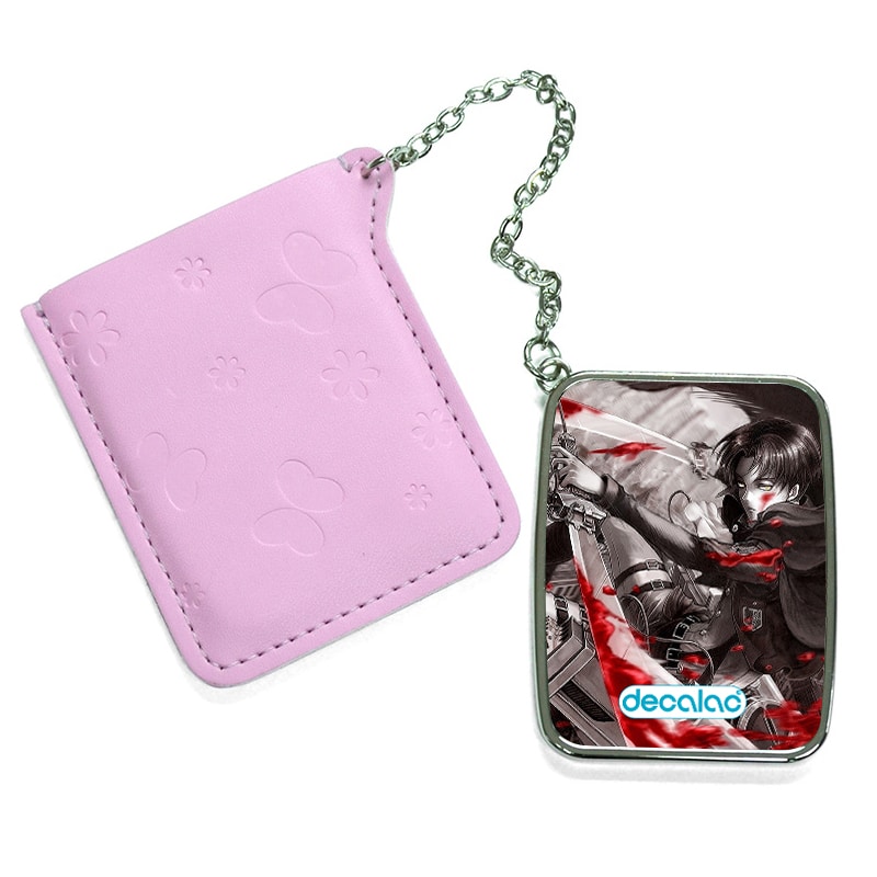 مرآة جيب جلد مستطيلة بتصميم قتال ليفاي هجوم العمالقة مرآة جيب جلد مستطيلة بتصميم قتال ليفاي هجوم العمالقة