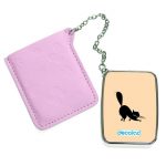 مرآة جيب جلد مستطيلة بتصميم قط اسود