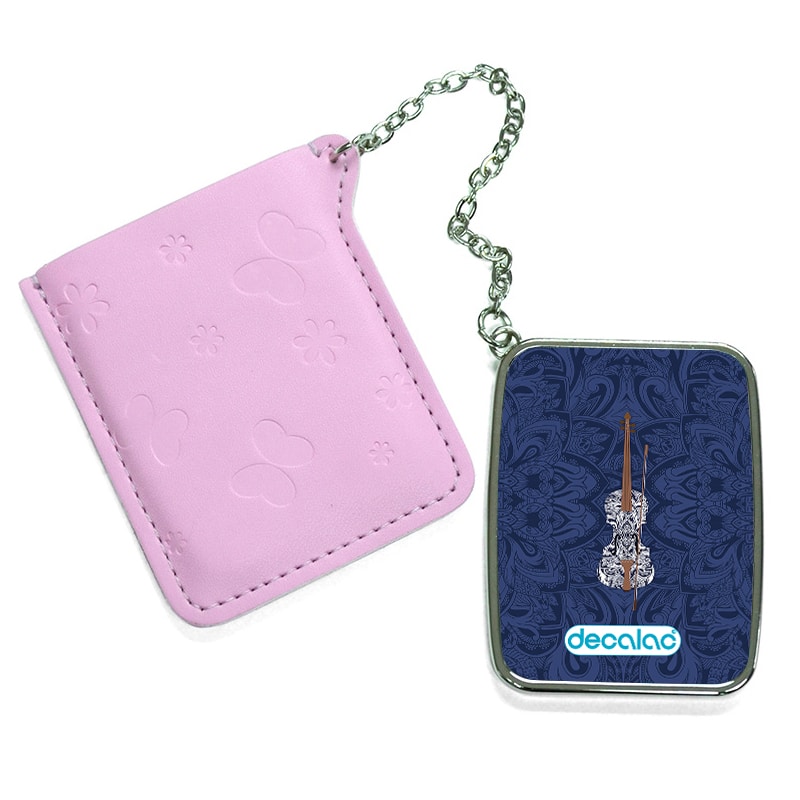 مرآة جيب جلد مستطيلة بتصميم كمان مزخرف مرآة جيب جلد مستطيلة بتصميم كمان مزخرف