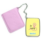 مرآة جيب جلد مستطيلة بتصميم كن سعيد