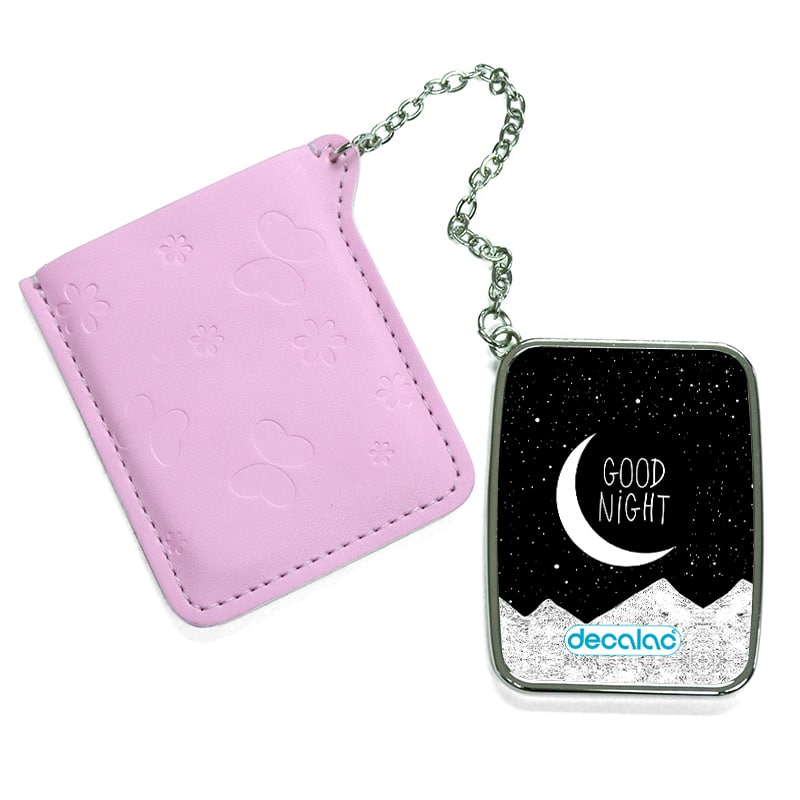 مرآة جيب جلد مستطيلة بتصميم ليله سعيده مرآة جيب جلد مستطيلة بتصميم ليله سعيده