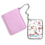 مرآة جيب جلد مستطيلة بتصميم مورد