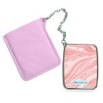 مرآة جيب جلد مستطيلة بتصميم وردي