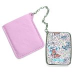 مرآة جيب جلد مستطيلة بتصميم ورود وفراشات