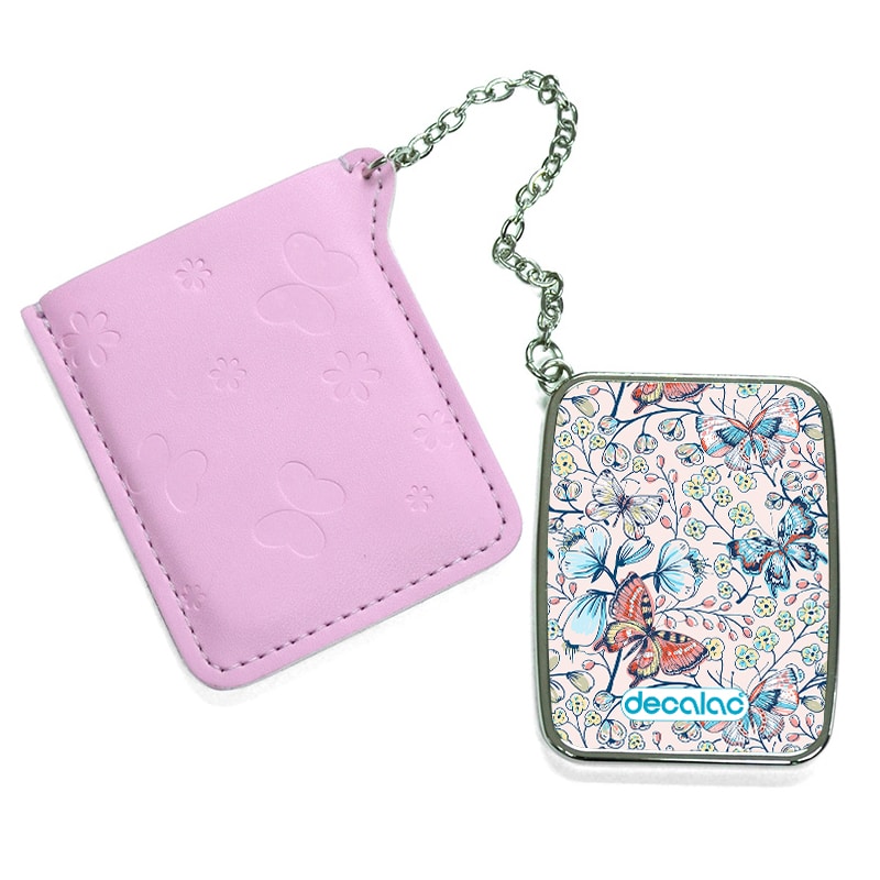 مرآة جيب جلد مستطيلة بتصميم ورود وفراشات مرآة جيب جلد مستطيلة بتصميم ورود وفراشات