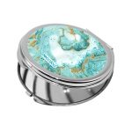 مرآة جيب صغيرة دائرية بتصميم أزرق ذهبي