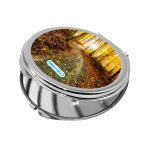 مرآة جيب صغيرة دائرية بتصميم أوراق الخريف