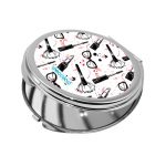 مرآة جيب صغيرة دائرية بتصميم ادوات المكياج والموضة