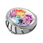 مرآة جيب صغيرة دائرية بتصميم حمار وحشي ملون