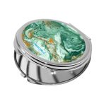 مرآة جيب صغيرة دائرية بتصميم ذهبي وأخضر