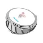 مرآة جيب صغيرة دائرية بتصميم رسمه ورده
