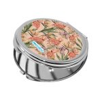 مرآة جيب صغيرة دائرية بتصميم طائر الفلامنجو