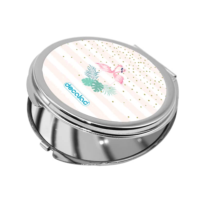 مرآة جيب صغيرة دائرية بتصميم طائر الفلامنجو مرآة جيب صغيرة دائرية بتصميم طائر الفلامنجو