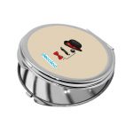 مرآة جيب صغيرة دائرية بتصميم قبعة وشوارب