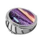 مرآة جيب صغيرة دائرية بتصميم ورود بنفسجيه