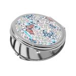 مرآة جيب صغيرة دائرية بتصميم ورود وفراشات