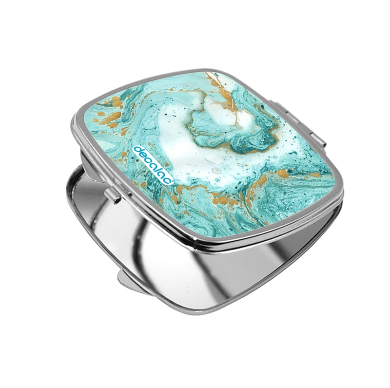 مرآة جيب صغيرة مربعة بتصميم أزرق ذهبي مرآة جيب صغيرة مربعة بتصميم أزرق ذهبي