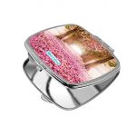 مرآة جيب صغيرة مربعة بتصميم اشجار الساكورا