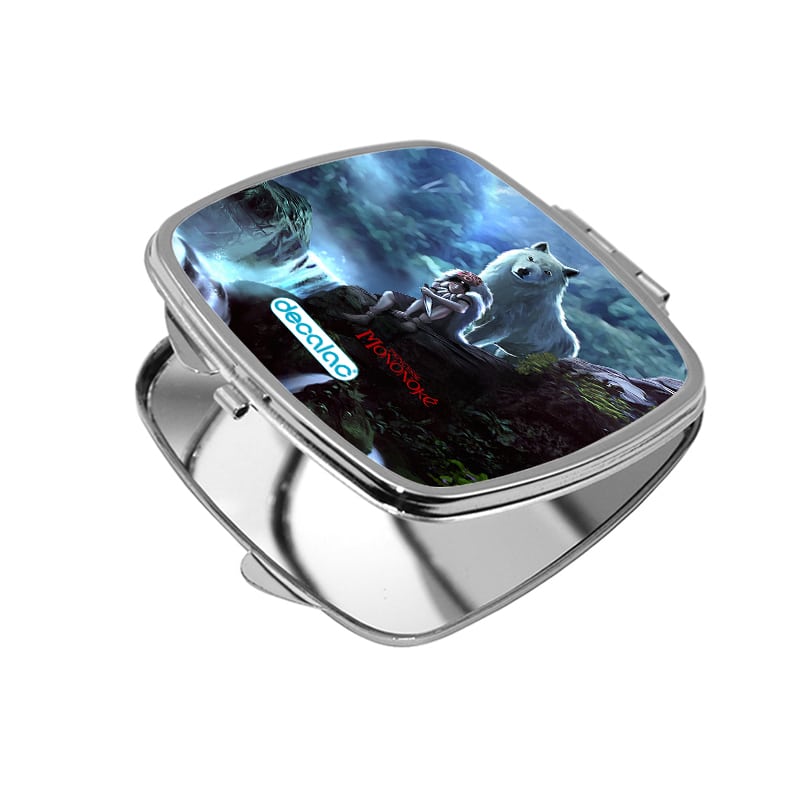 مرآة جيب صغيرة مربعة بتصميم الاميرة مونونوكي مع ذئب مرآة جيب صغيرة مربعة بتصميم الاميرة مونونوكي مع ذئب