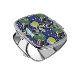 مرآة جيب صغيرة مربعة بتصميم الفضاء الخارجي