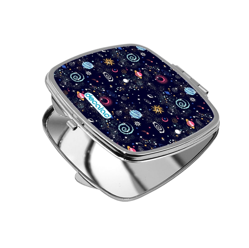 مرآة جيب صغيرة مربعة بتصميم الفضاء والمجرة مرآة جيب صغيرة مربعة بتصميم الفضاء والمجرة