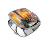 مرآة جيب صغيرة مربعة بتصميم انعكاس الغروب