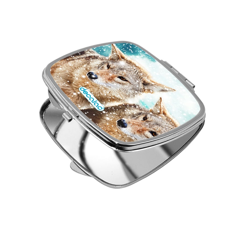 مرآة جيب صغيرة مربعة بتصميم ذئب مرآة جيب صغيرة مربعة بتصميم ذئب