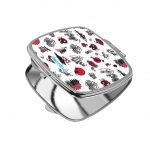 مرآة جيب صغيرة مربعة بتصميم رسومات يابانيه