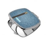 مرآة جيب صغيرة مربعة بتصميم سحاب