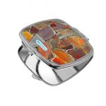 مرآة جيب صغيرة مربعة بتصميم صخور ملونه