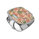 مرآة جيب صغيرة مربعة بتصميم طائر الفلامنجو