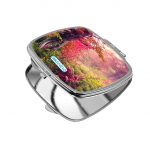 مرآة جيب صغيرة مربعة بتصميم غابه ورود