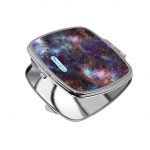 مرآة جيب صغيرة مربعة بتصميم فضاء بنفسجي