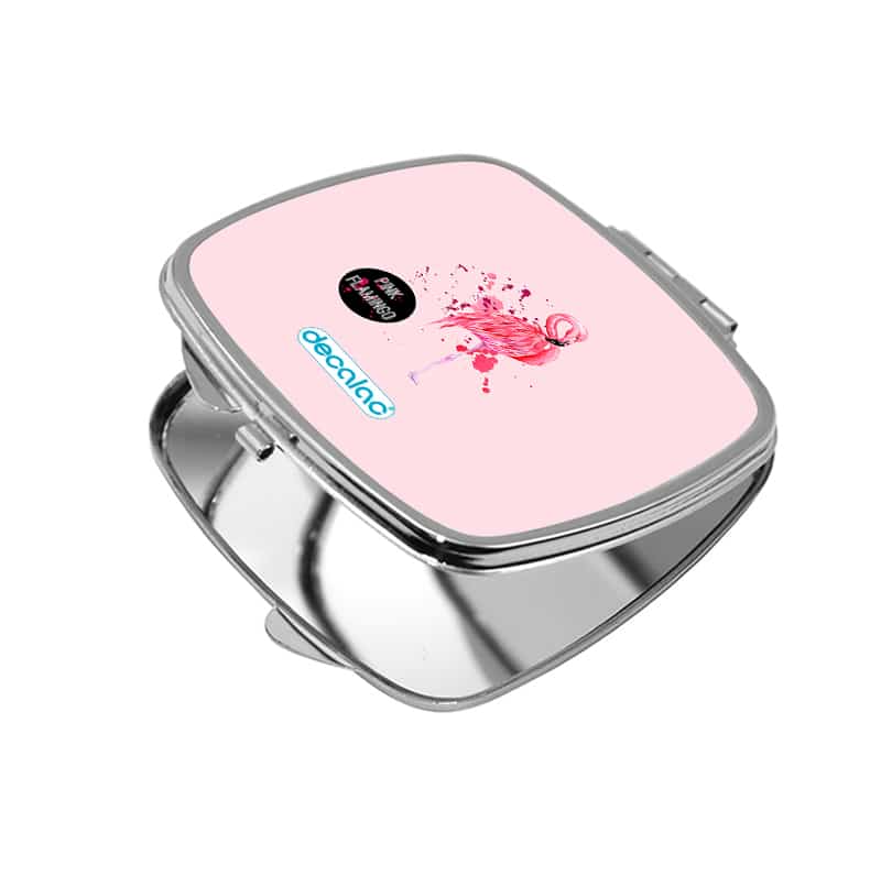 مرآة جيب صغيرة مربعة بتصميم فلامنجو وردي مرآة جيب صغيرة مربعة بتصميم فلامنجو وردي