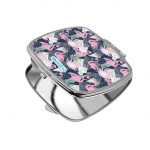 مرآة جيب صغيرة مربعة بتصميم فلامنغو