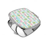 مرآة جيب صغيرة مربعة بتصميم فلامنغو الاستوائية