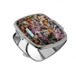 مرآة جيب صغيرة مربعة بتصميم فن تجريدي