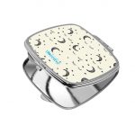 مرآة جيب صغيرة مربعة بتصميم قمر ونجوم