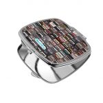 مرآة جيب صغيرة مربعة بتصميم كاسيت موسيقي