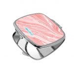 مرآة جيب صغيرة مربعة بتصميم وردي