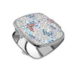 مرآة جيب صغيرة مربعة بتصميم ورود وفراشات