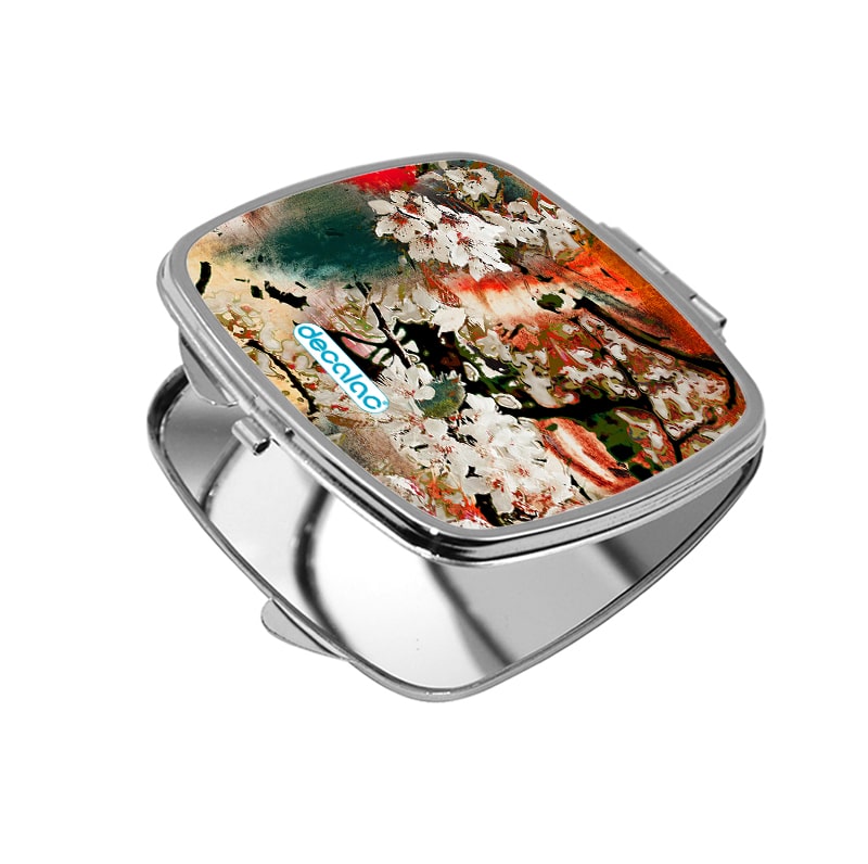 مرآة جيب صغيرة مربعة بتصميم ورود مرآة جيب صغيرة مربعة بتصميم ورود