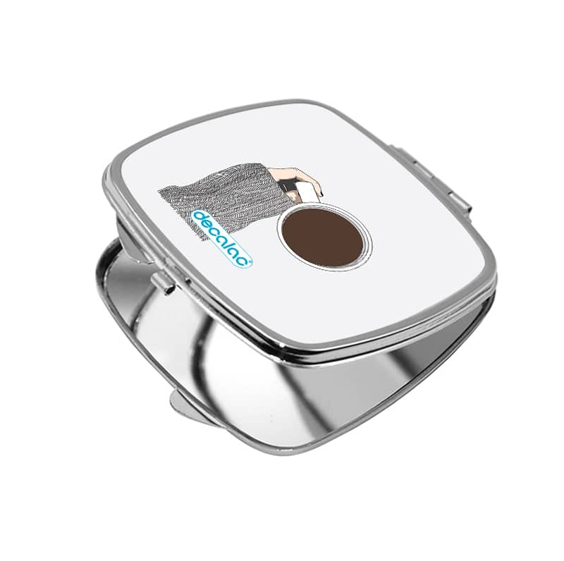 مرآة جيب صغيرة مربعة بتصميم وقت القهوة مرآة جيب صغيرة مربعة بتصميم وقت القهوة