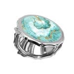 مرآة جيب صغيرة مزخرفة بتصميم أزرق ذهبي