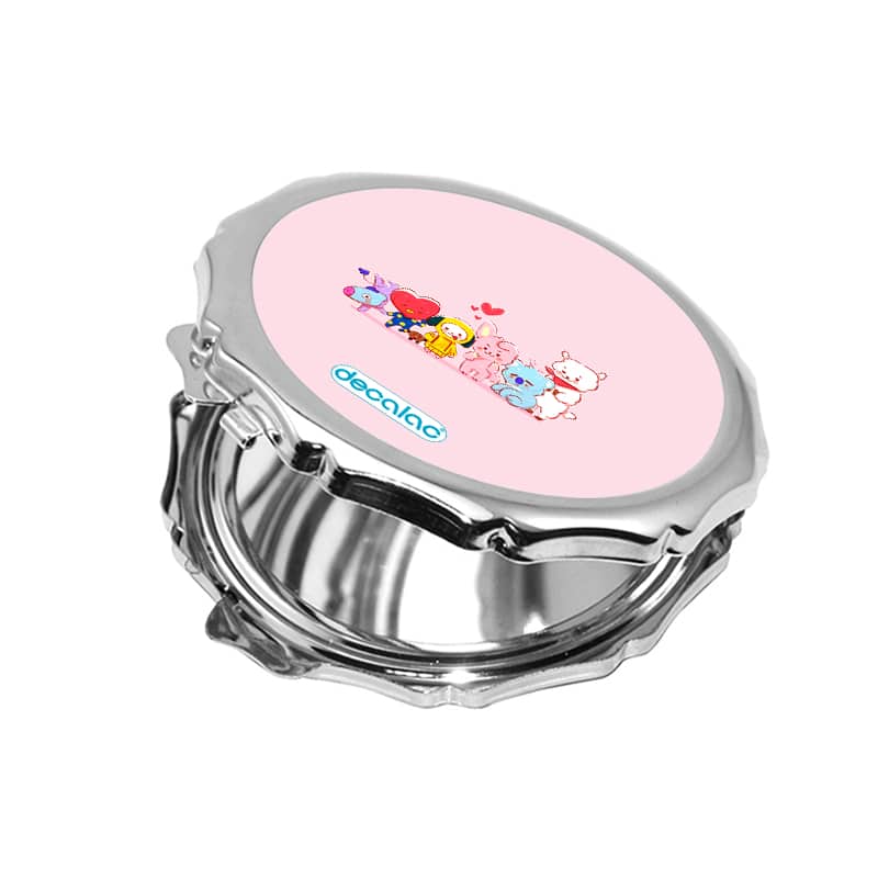 مرآة جيب صغيرة مزخرفة بتصميم شخصيات BT21 المحبوبة مرآة جيب صغيرة مزخرفة بتصميم شخصيات BT21 المحبوبة